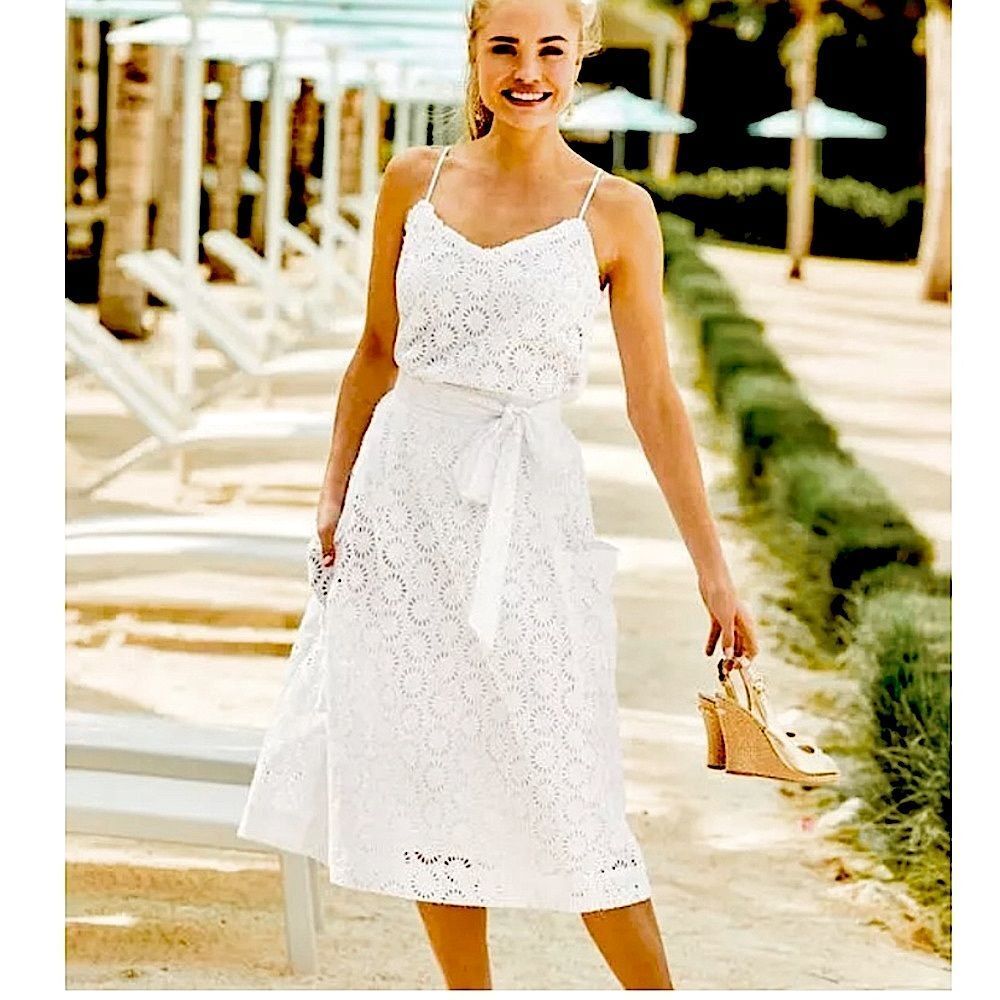 Lilly Pulitzer White Eyelet Midi Skirt